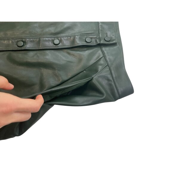 Jeannie Mai X INC Green Faux Leather Button-Front Midi Skirt With Pockets Size 4 - Picture 5 of 10